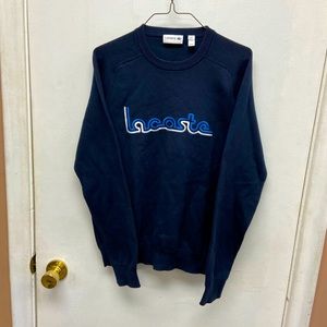 Lacoste Navy Blue Embroidered Crewneck Sweater (Size M)